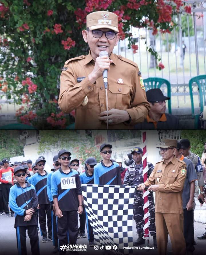 Hari Kedua Gerak Jalan HUT RI Makin Meriah, Wabup H. Ansori Lepas 155 Regu SMP-SMA Sederajat